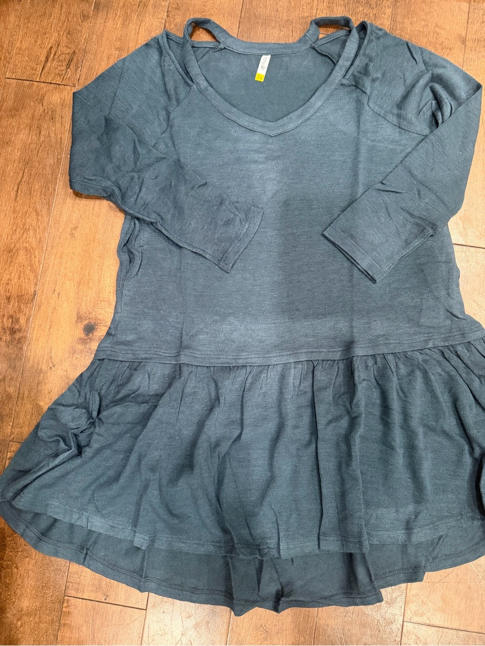 Womens Mini Dress with Ruffle Hem - Slate Blue